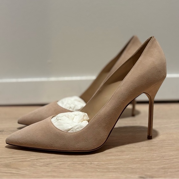 Manolo Blahnik Suede Beige BB 105mm - Picture 3 of 7